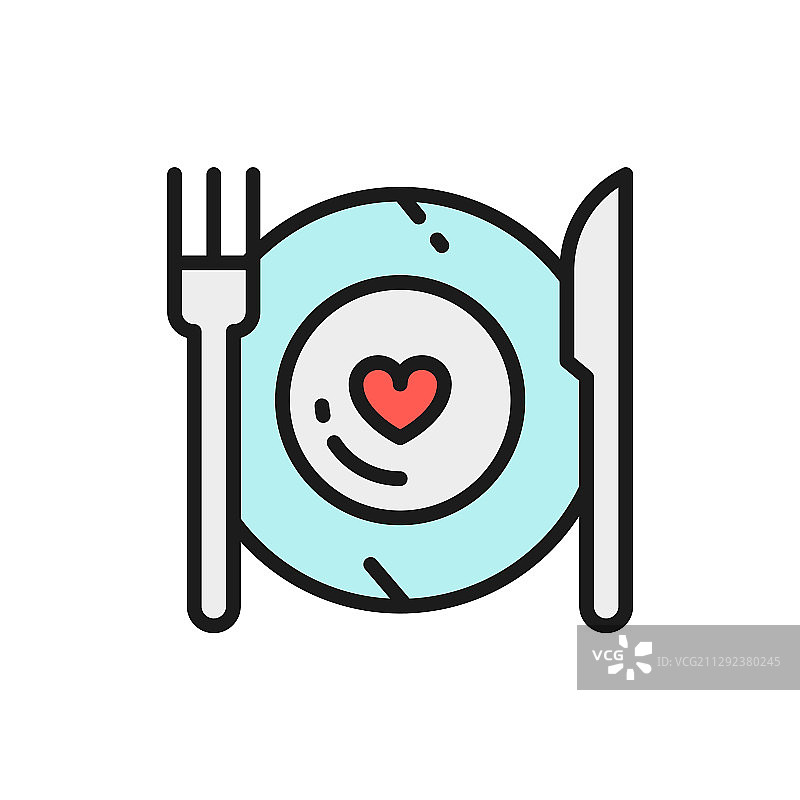 带刀叉的健康食品餐盘图片素材