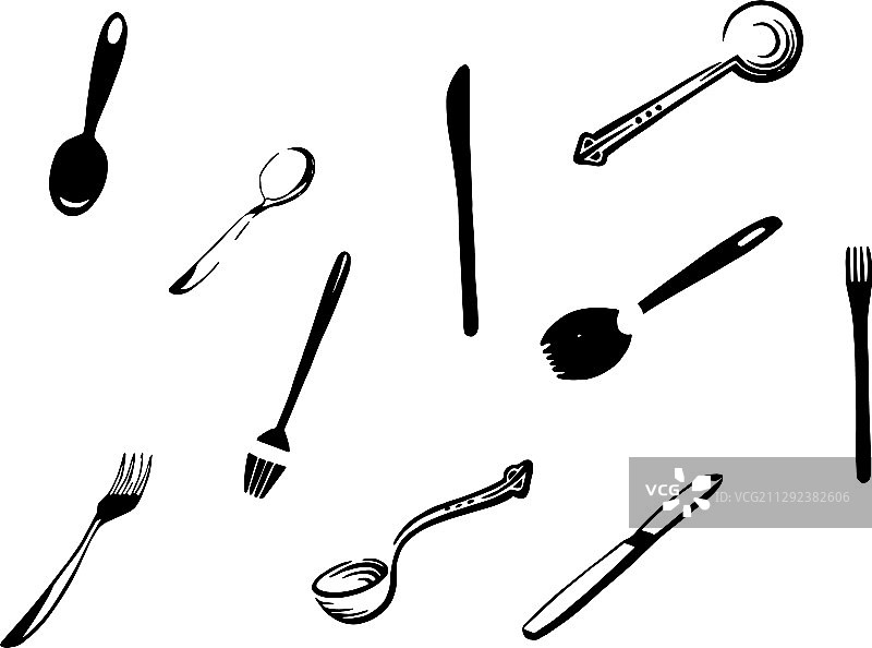 餐具图标轮廓勺子叉子刀具套装图片素材