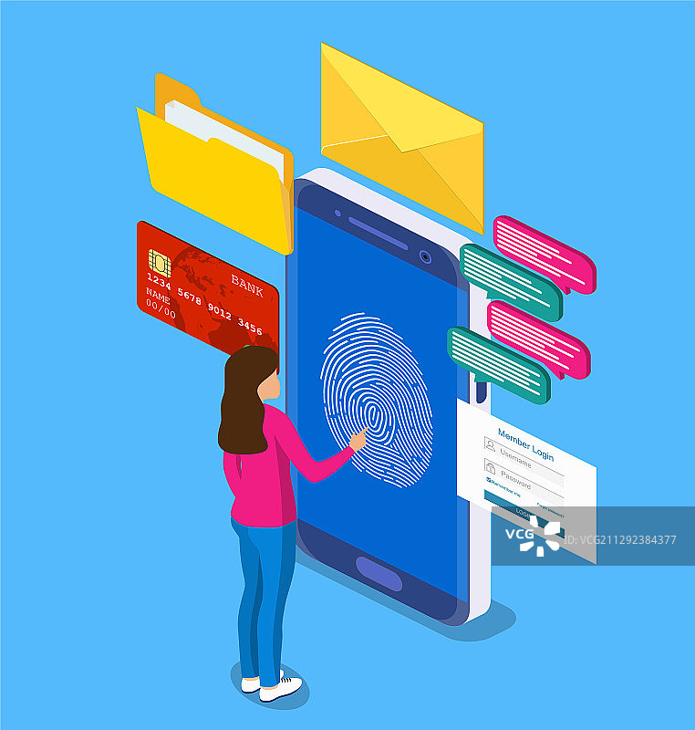 扫描指纹解锁手机图片素材