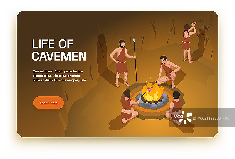 穴居人生活2.5D banner图片素材