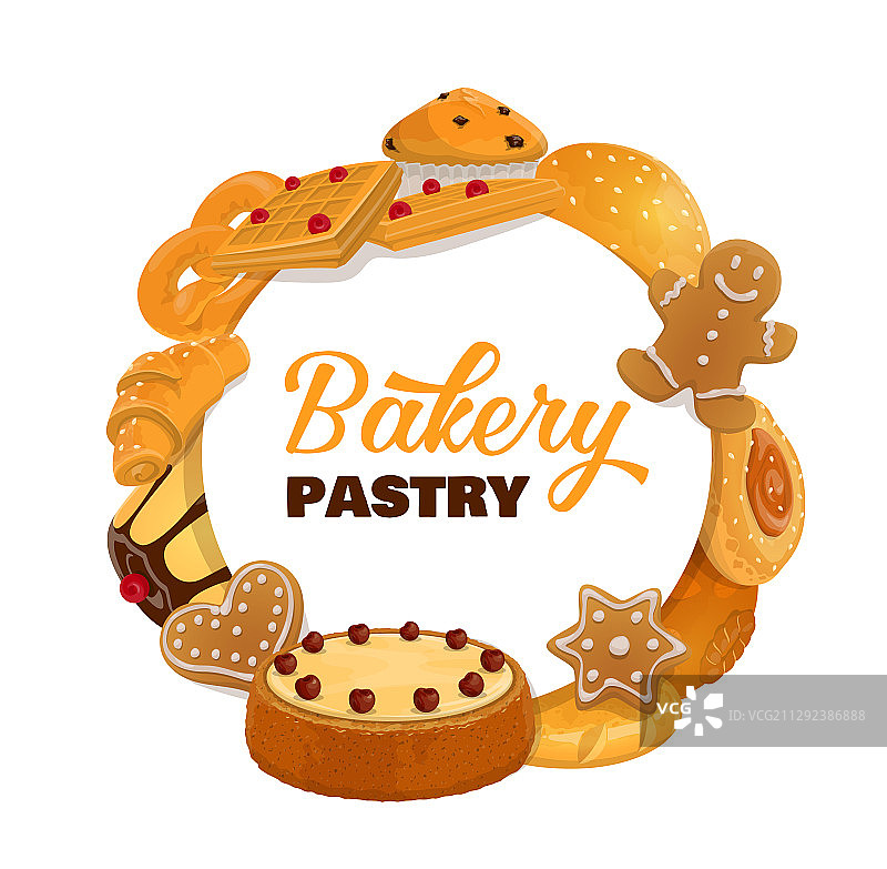 面包房和糕点甜点圆形边框图片素材