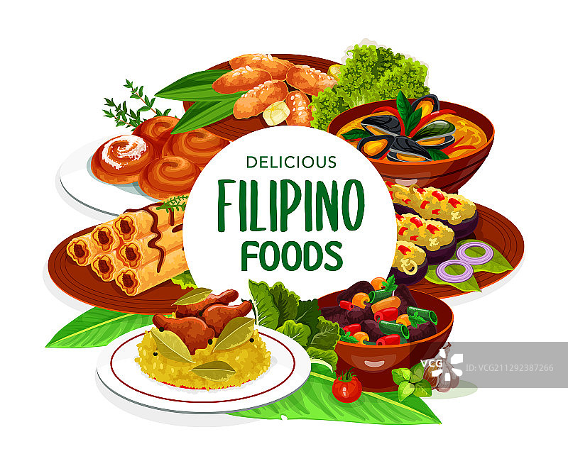 菲律宾亚洲美食菜肴边框图片素材