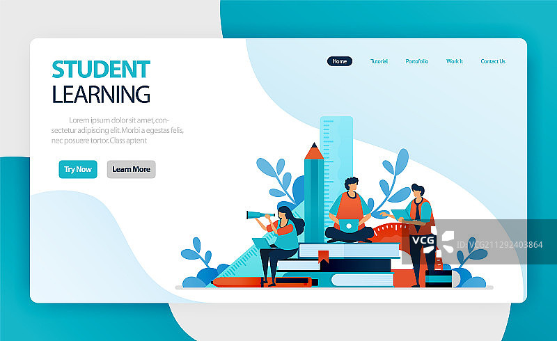 学生学习教育着陆页图片素材