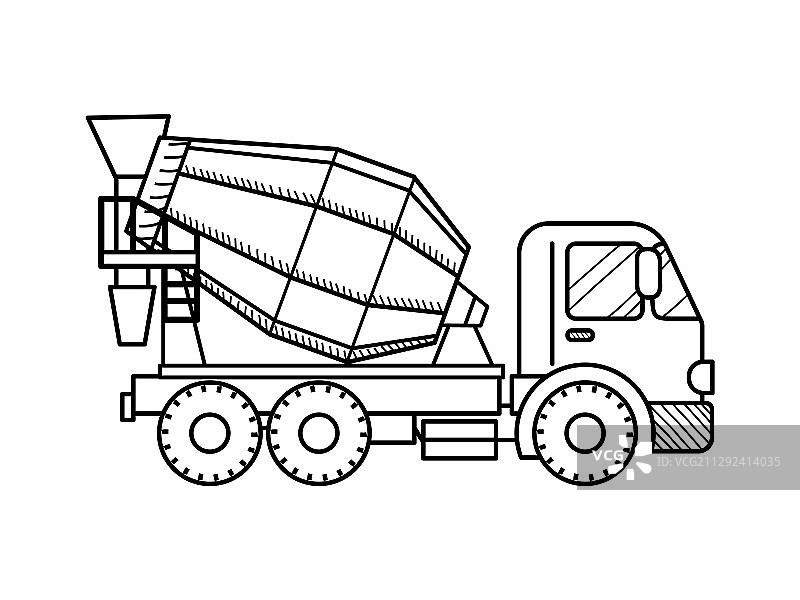 黑白混凝土搅拌车图片素材