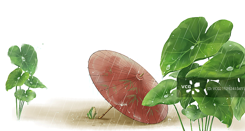 荷花伞青蛙元素图片素材