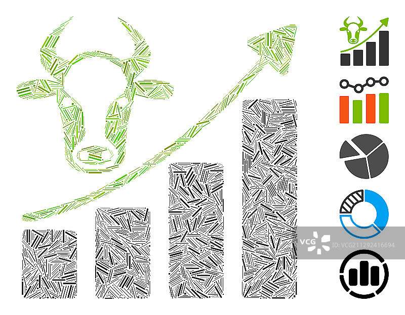 线条拼贴牛群图表增长图片素材