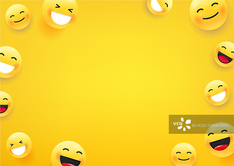 黄色可爱表情社交媒体消息背景图片素材