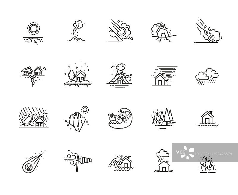 自然灾害细线图标图片素材