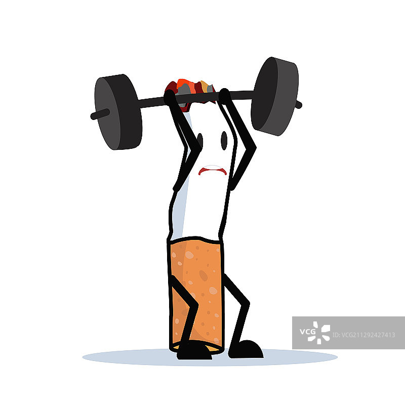 卡通香烟角色举重图片素材