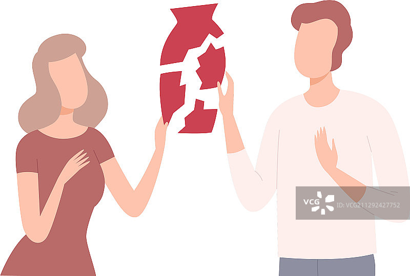 青年男女粘合破损的容器图片素材