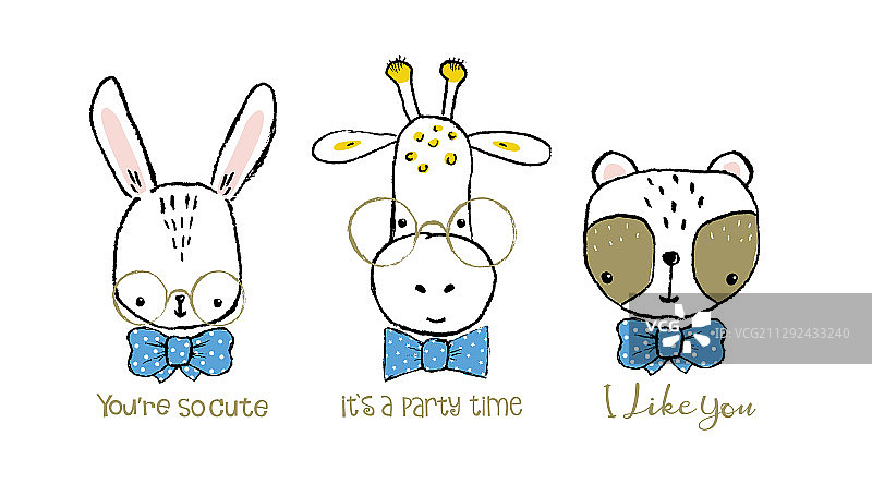 手绘可爱动物头像图片素材