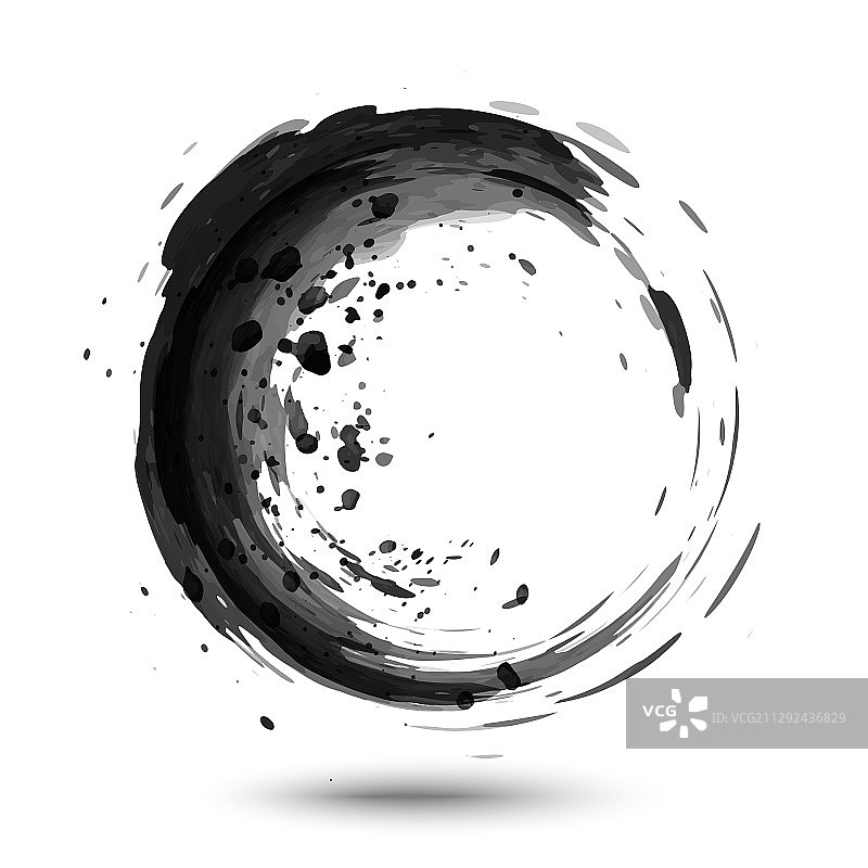 黑色圆形水彩笔刷飞溅图片素材