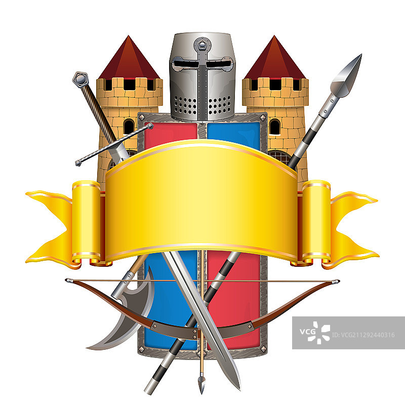 带有骑士盔甲的黄色banner图片素材
