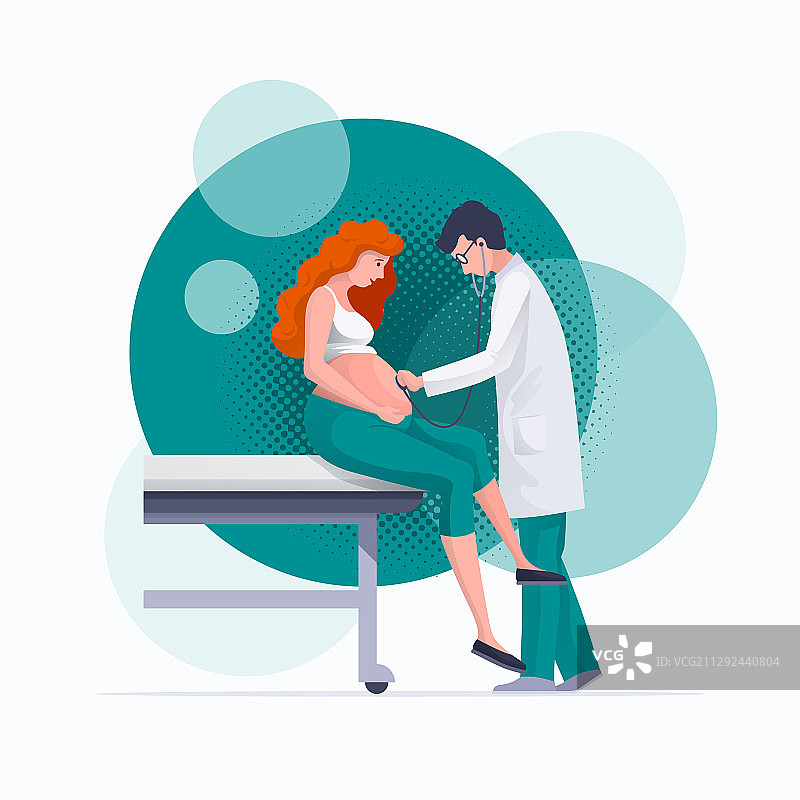 妇科医生用听诊器检查图片素材