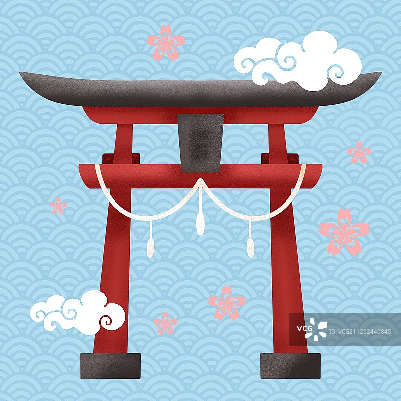 日本鸟居旅游插画元素图片素材
