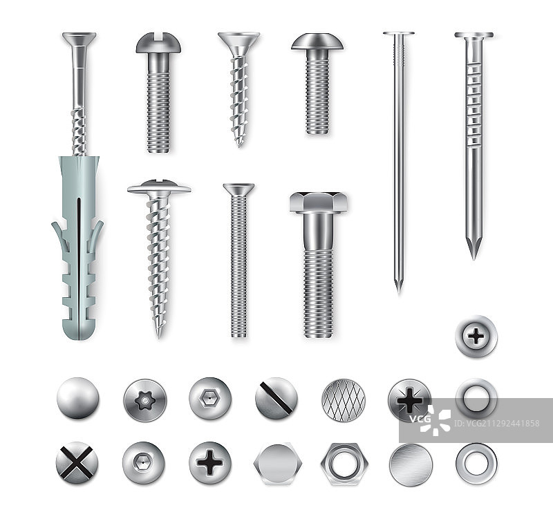 各种银色螺丝套装图片素材