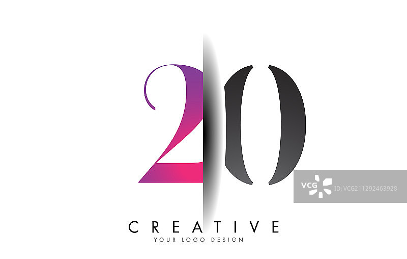 具有创意阴影切割设计的2020数字标志图片素材