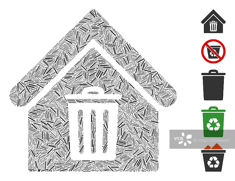 线条拼贴垃圾屋图标图片素材