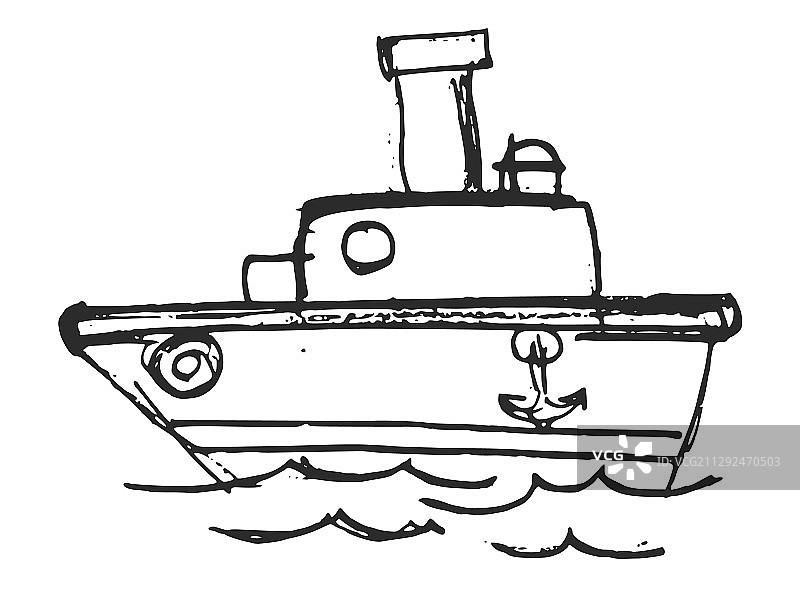 蒸汽船素描图片素材