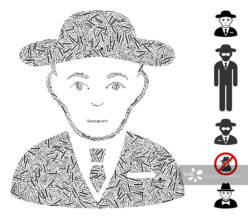 阴影拼贴特勤人员图标图片素材