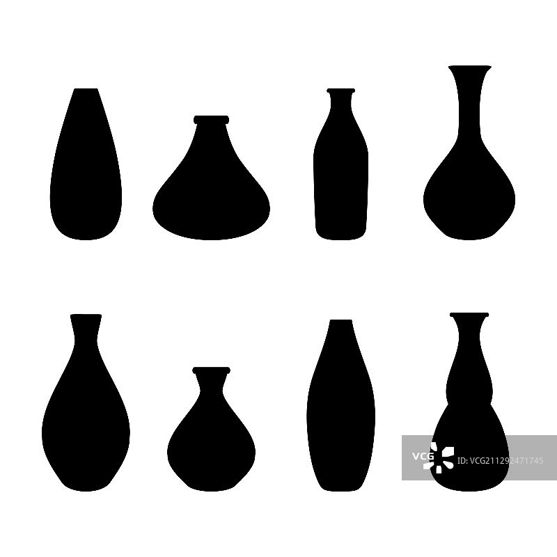 黑色陶瓷花瓶套装图片素材