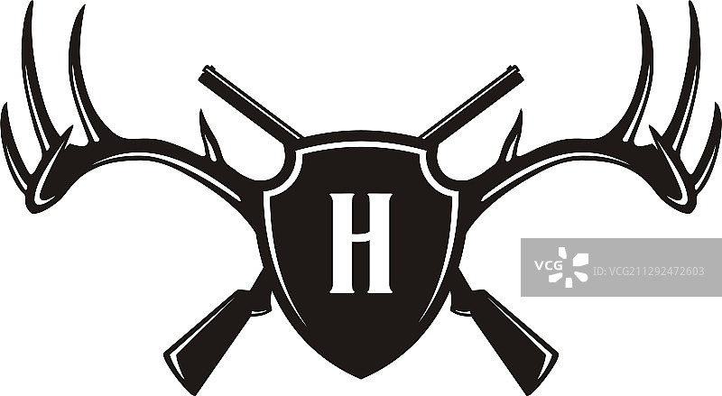 盾牌鹿角猎枪logo设计图片素材