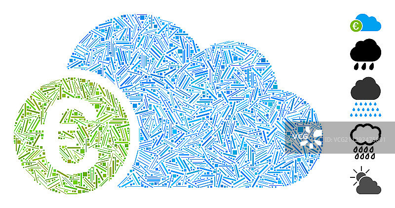 阴影马赛克欧元云图标图片素材