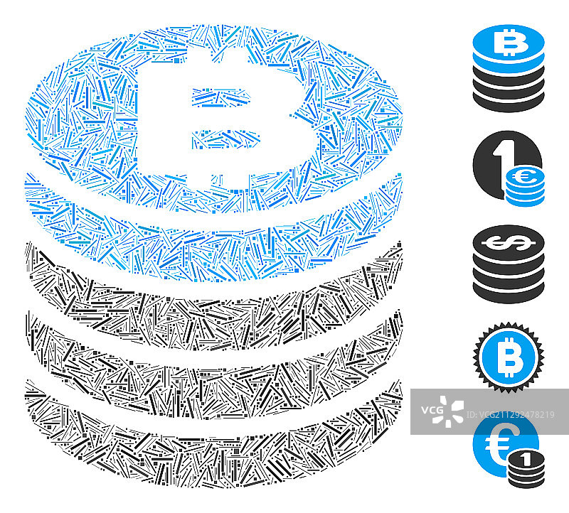 比特币币堆拼贴图标图片素材