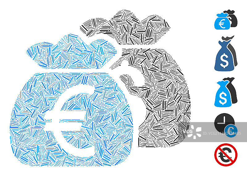 线条马赛克欧元钱袋图标图片素材