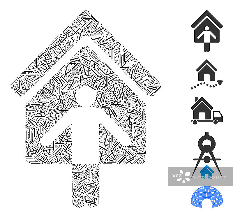 线条拼贴房屋欢迎图标图片素材