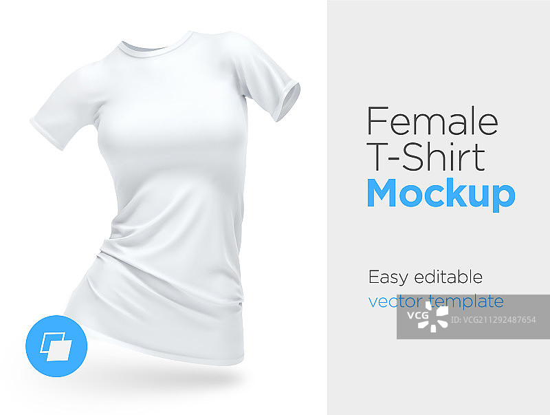 逼真模板空白白色女士T恤图片素材