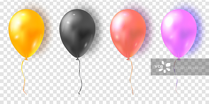 一组彩色光亮气球3D素材图片素材