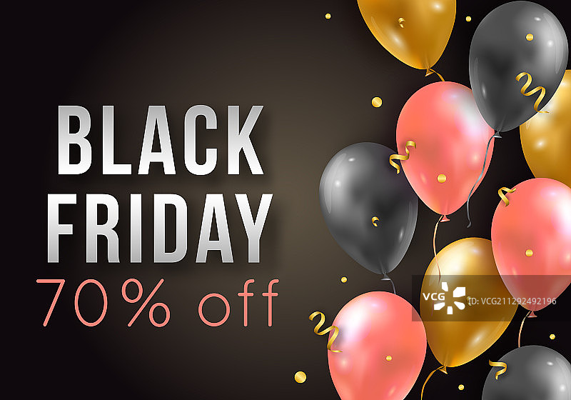 黑色星期五促销海报与闪亮气球图片素材