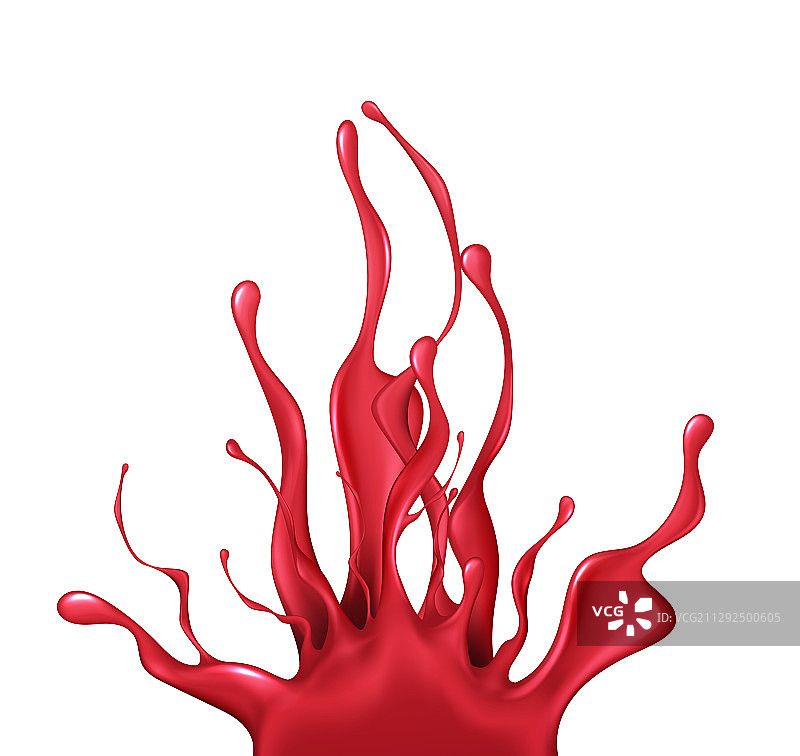 白色背景上逼真的红色油漆滴图片素材