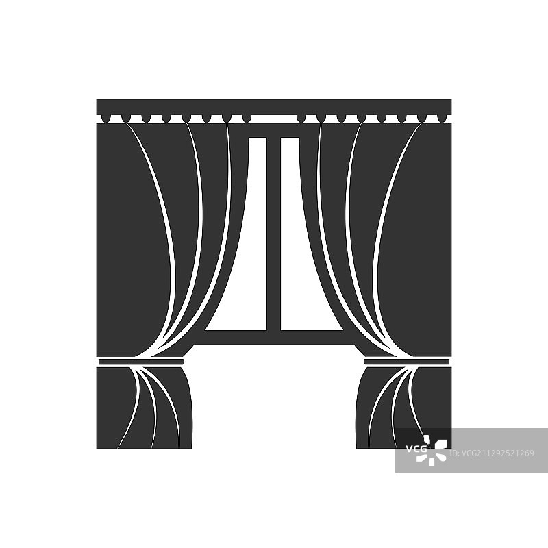 带窗帘的简约窗口图标，适用于网站图片素材