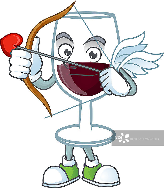 浪漫红色玻璃丘比特酒杯图片素材