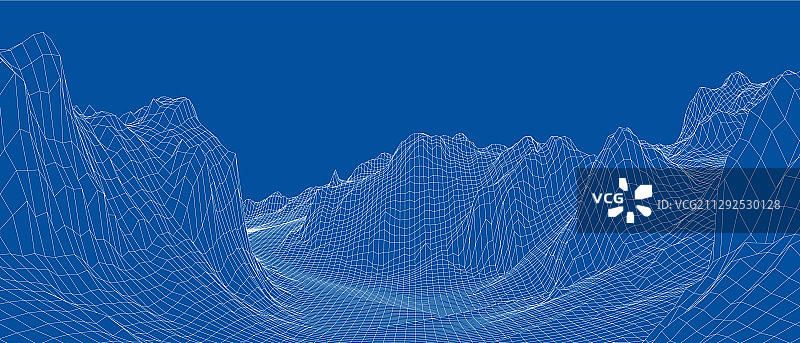 抽象三维线框景观蓝图风格图片素材