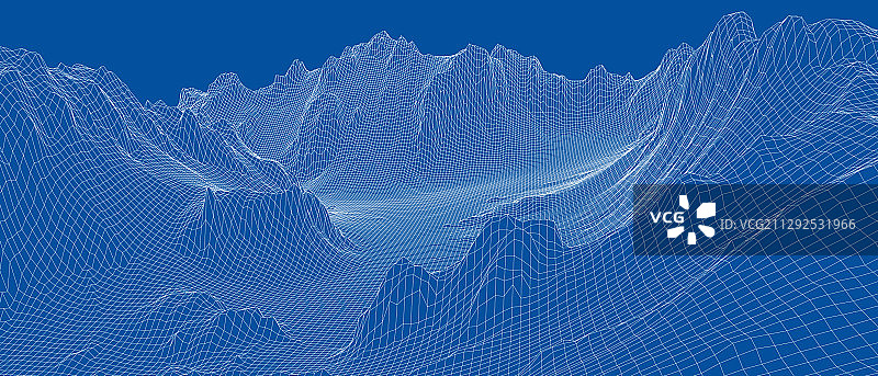 抽象三维线框景观蓝图风格图片素材