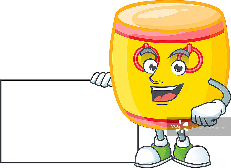 快乐的中国风金鼓卡通形象举着牌子图片素材