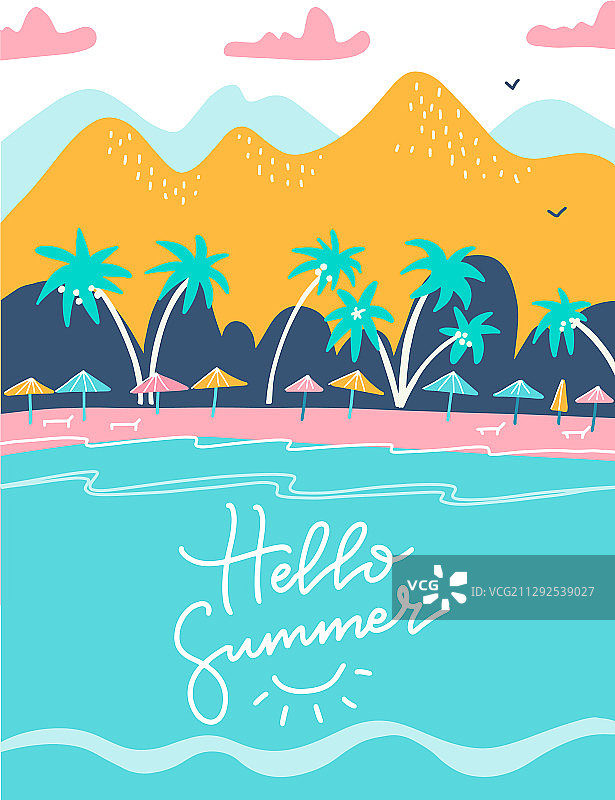 你好夏天主题度假热带风文字引用图片素材