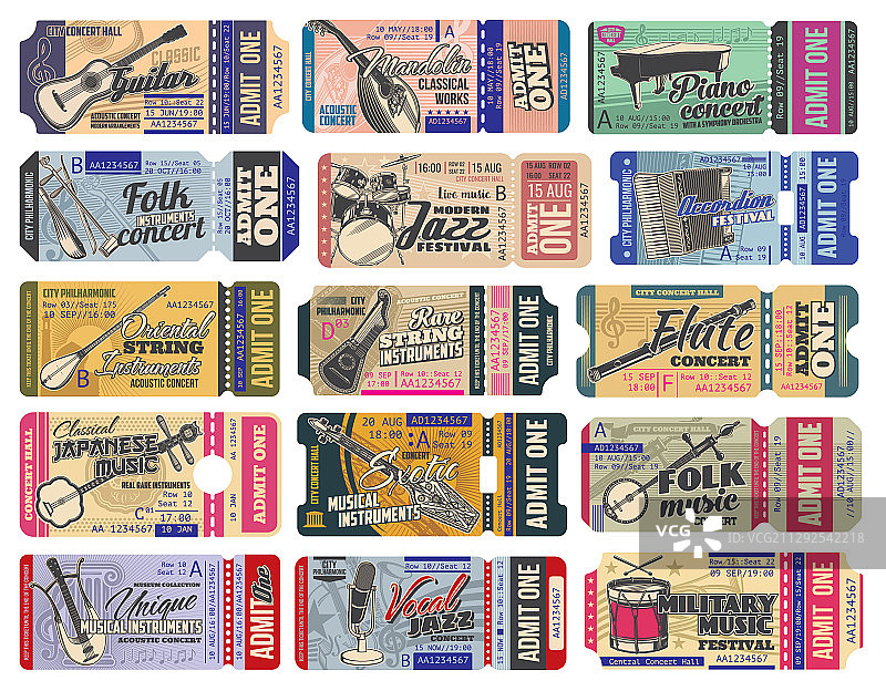 乐器音乐会票券模板图片素材