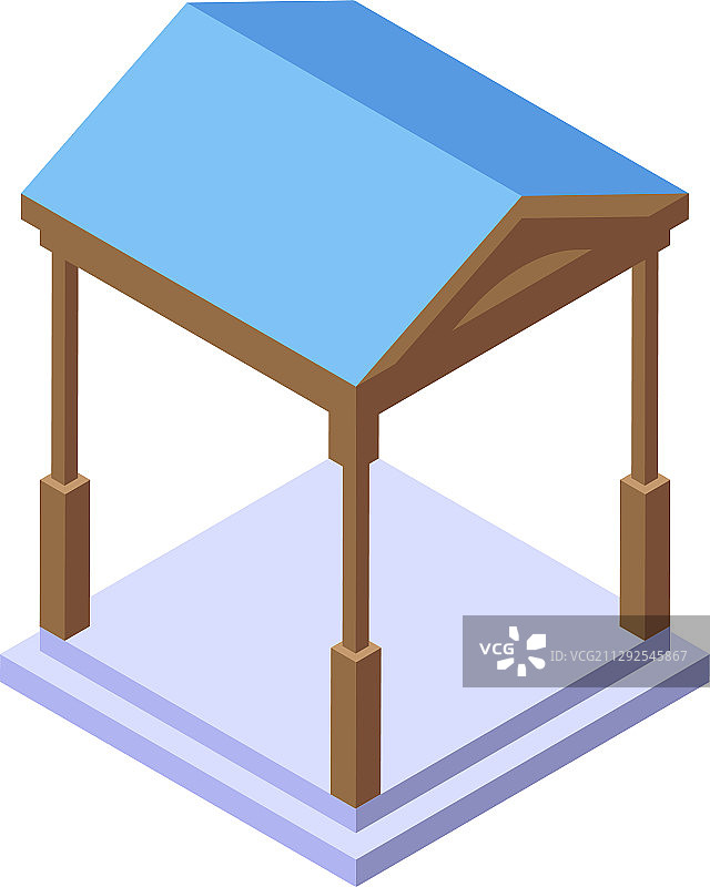 木质凉亭图标2.5D风格图片素材