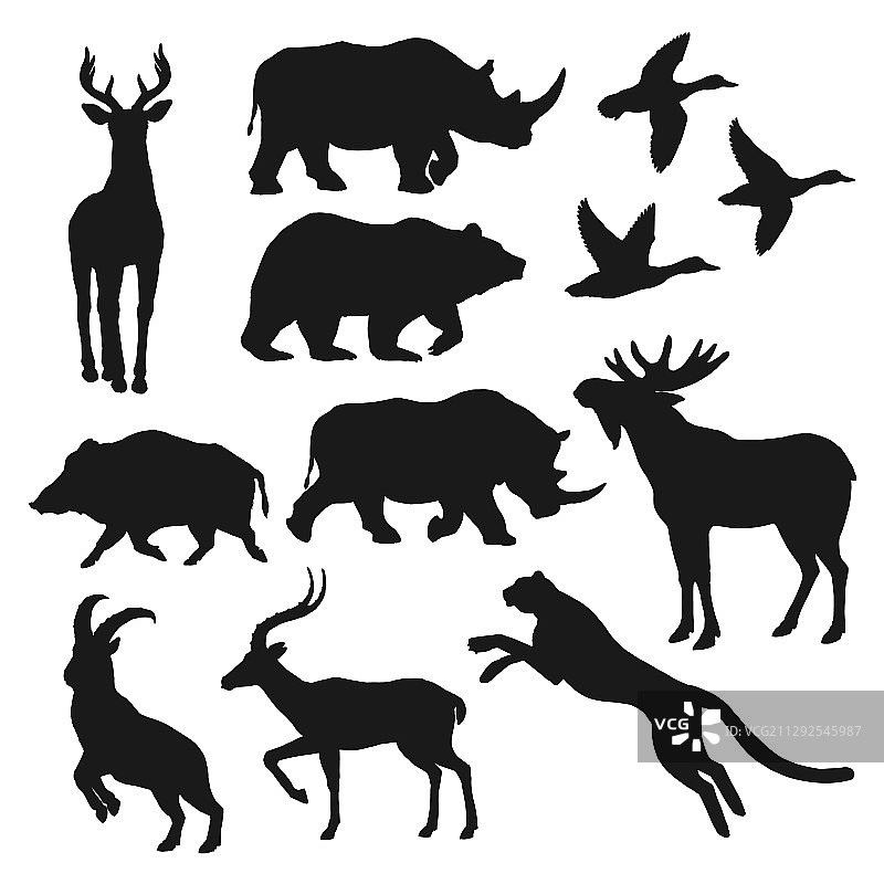 黑色野生动物剪影图片素材