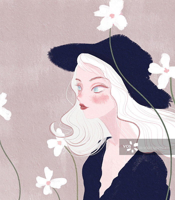 时尚简约女性头像壁纸插画图片素材