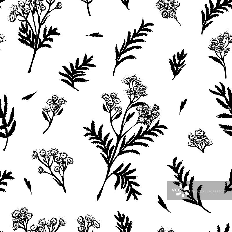 黑色手绘轮廓无缝图案图片素材