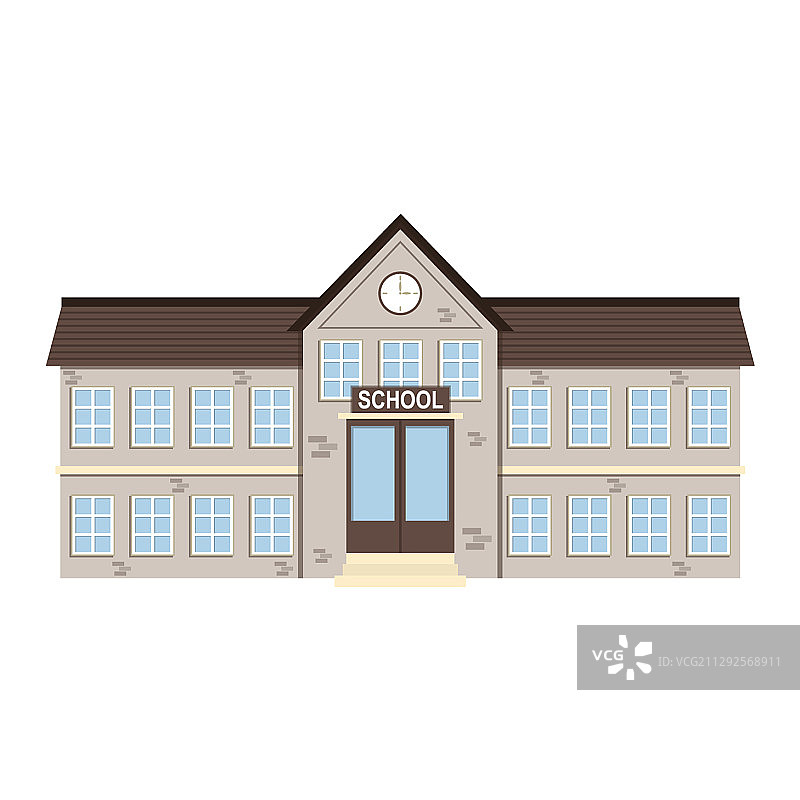 卡通砖砌学校建筑图片素材