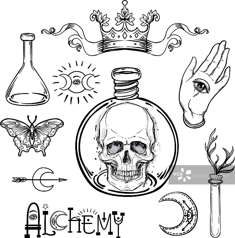 炼金术符号图标集灵性神秘学图片素材