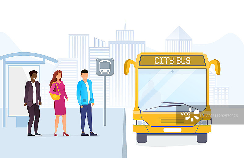 在公交车站排队的人群图片素材