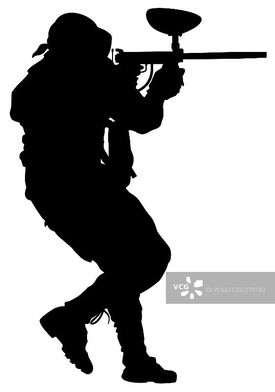 彩弹射击选手剪影图片素材