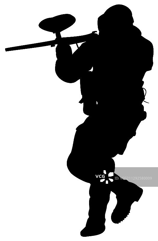 彩弹射击运动员轮廓图片素材
